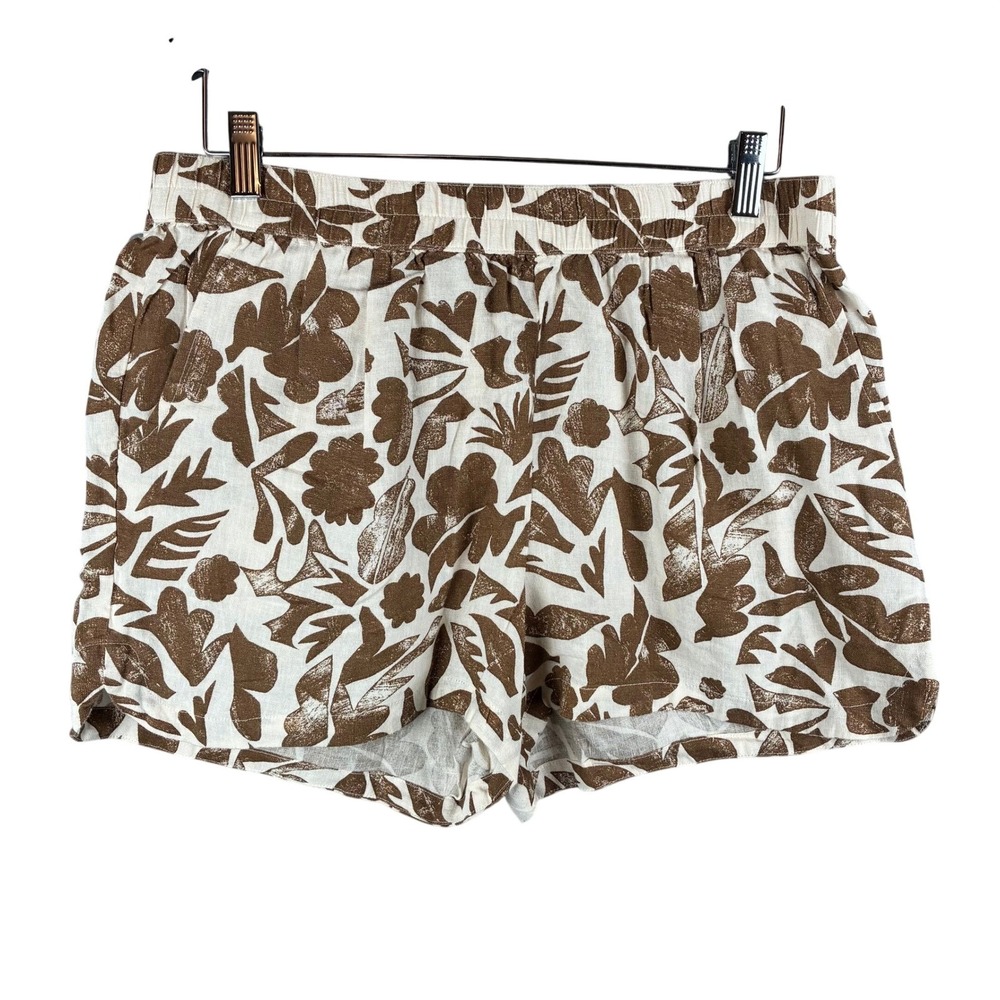 NWOT Carve Designs Short Rhett Women S Linen Blend Brown Cream Rum Print Floral - Picture 4 of 14